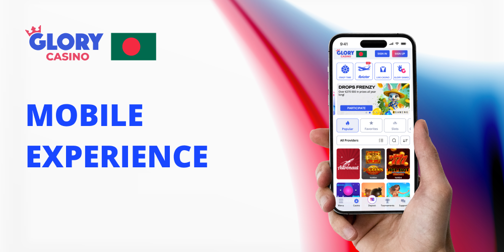 Mobile Gamin Experience at Glory Casino BD