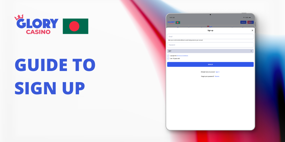 How to sign up and log in at Glory Casino BD